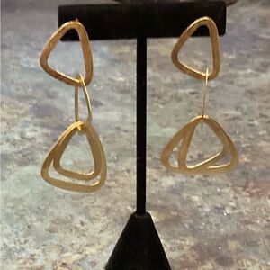 Modern Gold Double-Triangle Drop Earrings